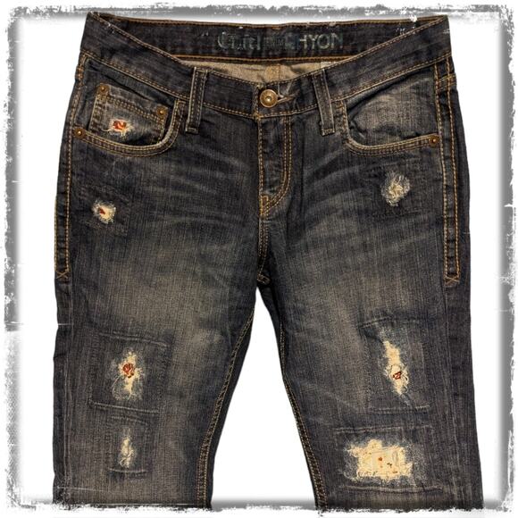 Cruel Girl Rhyon Boyfriend Jeans Distressed Patched Denim Women's Size 1R 28/30 - Picture 2 of 8